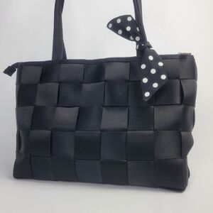 Black SEATBELT BAG Tote Style Handbag Purse Satchel Classic Casual Weave Style